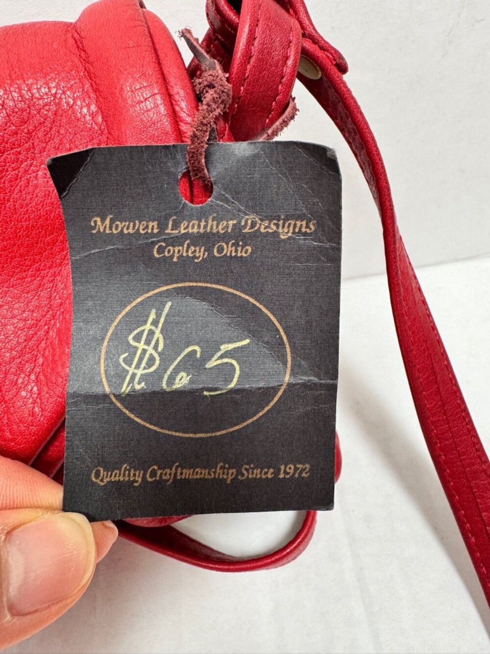Morven Leather Designs Red Leather Crossbody Purse Handmade USA Copley Ohio - Picture 10 of 10